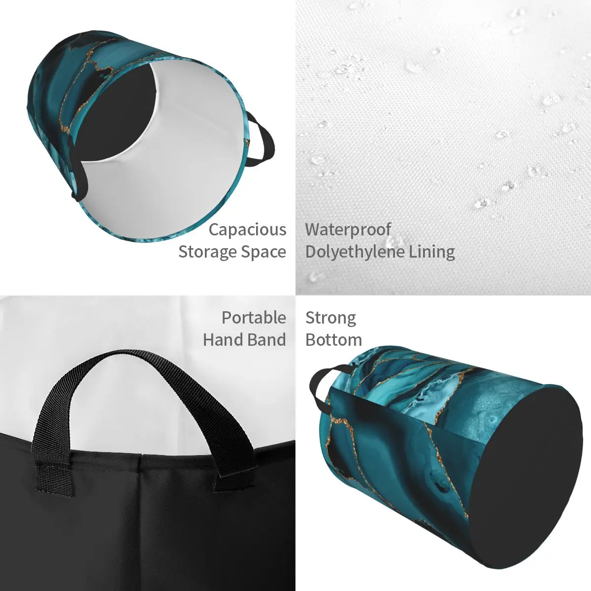 Custom Teal And Gold Marble La - Baby Nursery Laundry Basket のレビューと価格