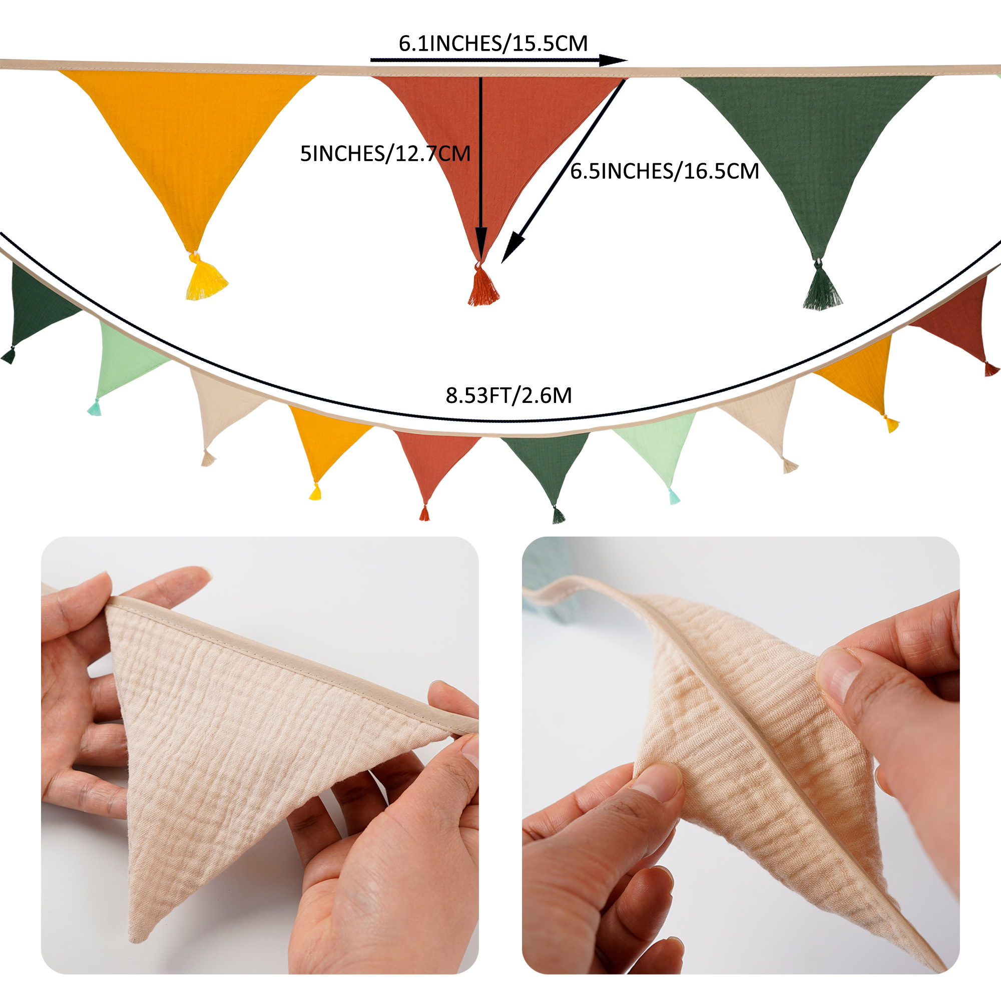2.6M/8.5FT Nursery Fabric Bunt - Baby Nursery Garland のレビューと価格