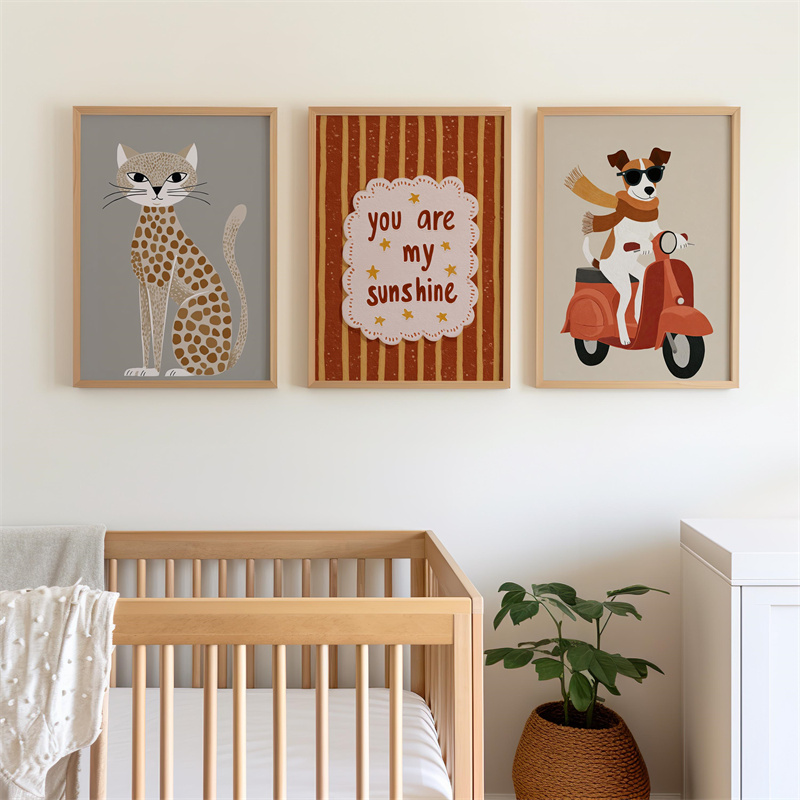 1/3pcs Set Cheetah and Dog Pos - Baby Nursery You Are My Sunshine のレビューと価格