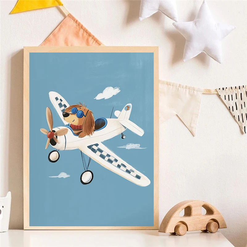 Dog Airplane Lion in Car Anima - Baby Nursery Wall Art のレビューと価格