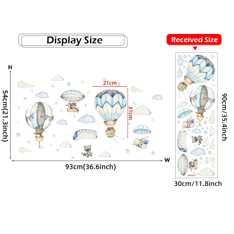 Cartoon Cute Animals Hot Air B - Baby Nursery Design のレビューと価格