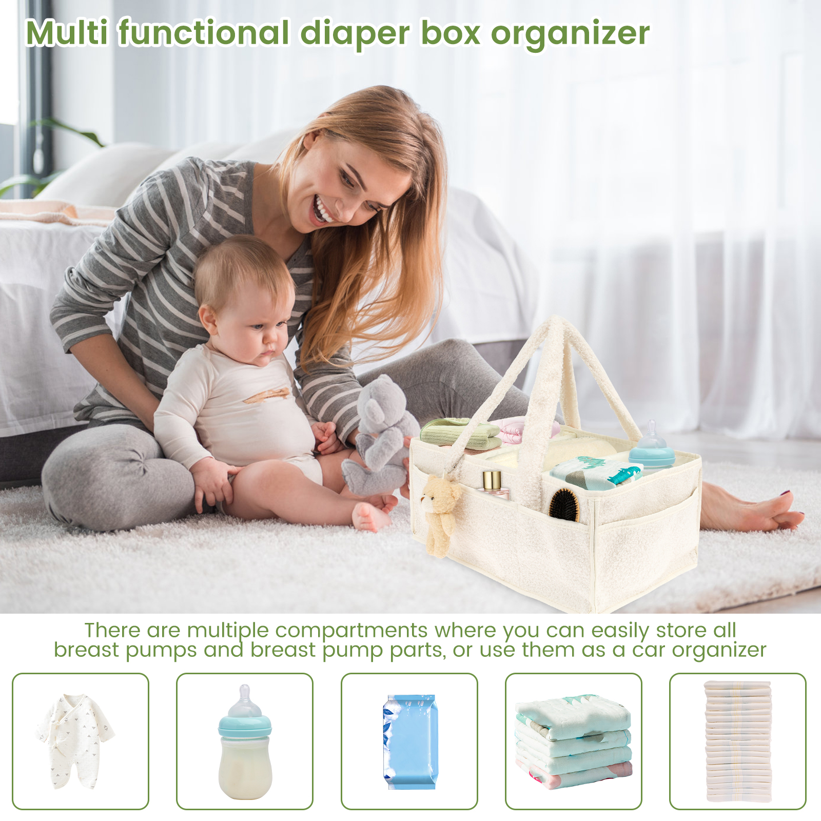 Diaper Bag for Baby Newborn Po - Diaper Caddy Organizer のレビューと価格