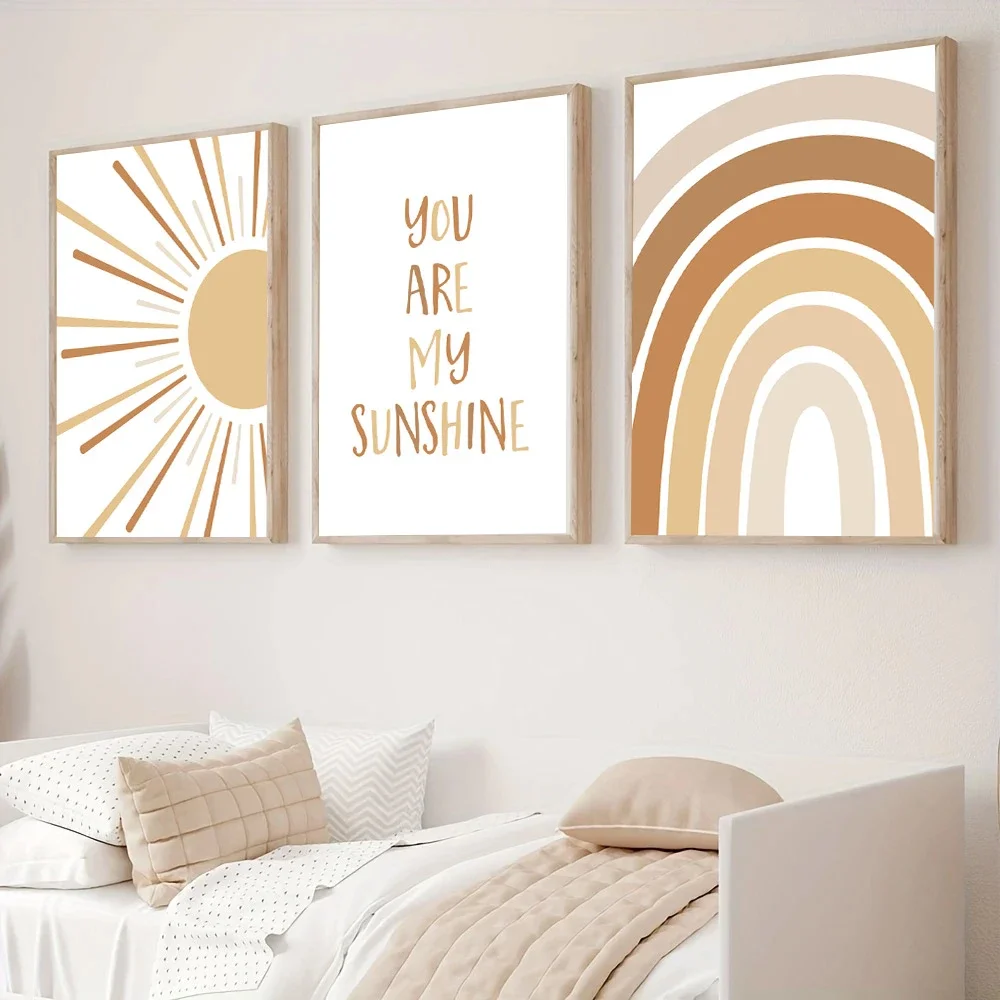 Boho Rainbow Wall Art Prints C - Baby Nursery You Are My Sunshine のレビューと価格