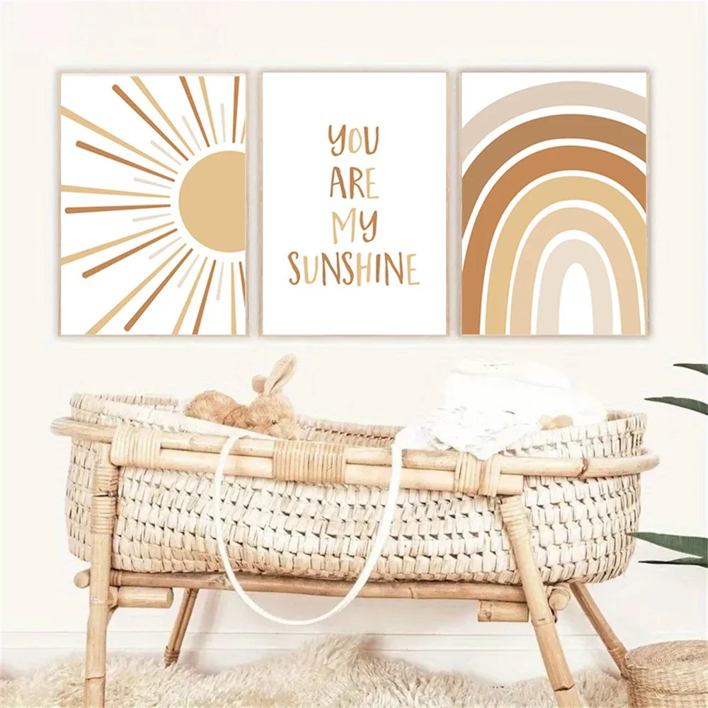 Boho Rainbow Wall Art Prints C - Baby Nursery You Are My Sunshine のレビューと価格