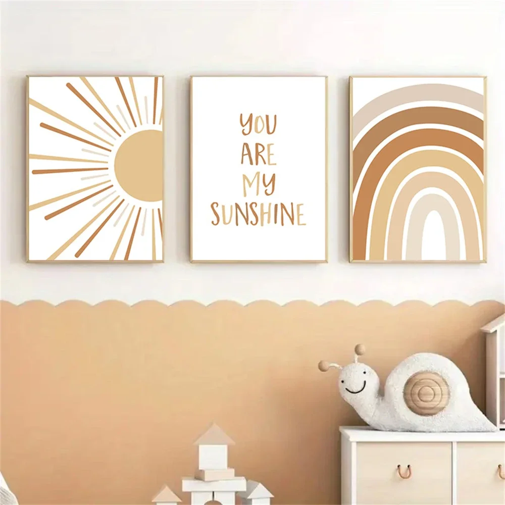 Boho Rainbow Wall Art Prints C - Baby Nursery You Are My Sunshine のレビューと価格
