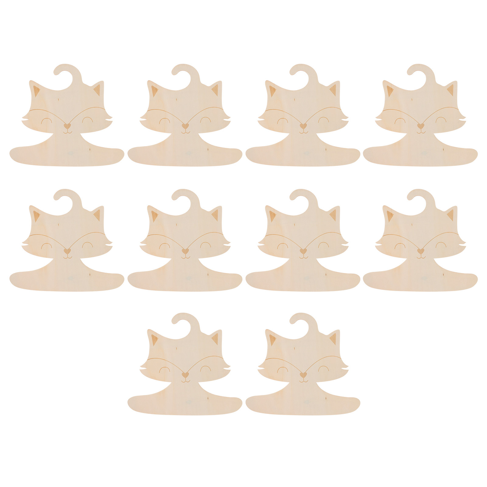 10Pcs Fox Cartoon Wooden Hange - Baby Nursery Hangers のレビューと価格