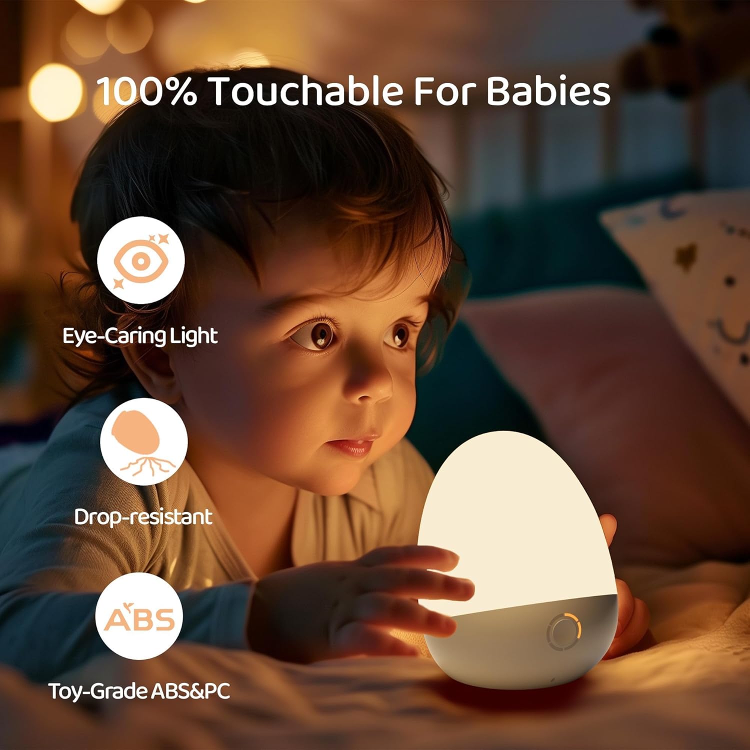 Touch Egg Night Light for Baby - Baby Nursery Colors のレビューと価格