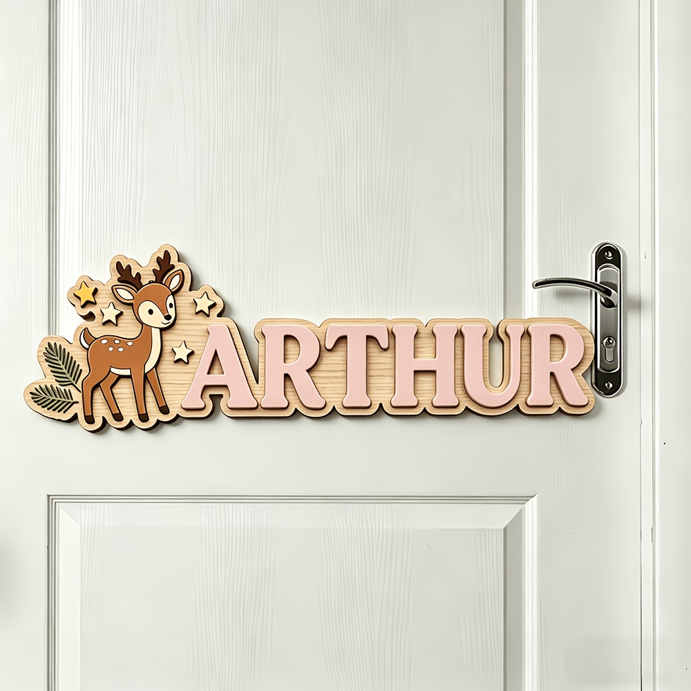 Custom Deer & Star Wooden Name - Baby Nursery Usa のレビューと価格