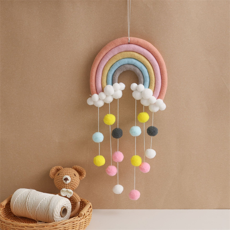 Nordic Felt Woven Rainbow Hair - Baby Nursery Garland のレビューと価格