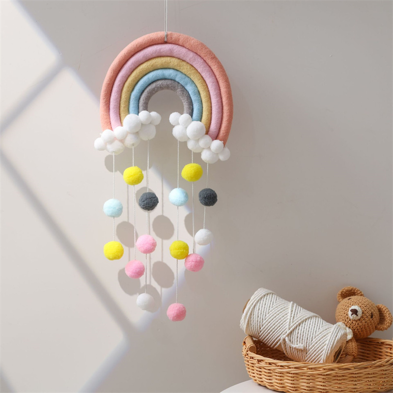 Nordic Felt Woven Rainbow Hair - Baby Nursery Garland のレビューと価格