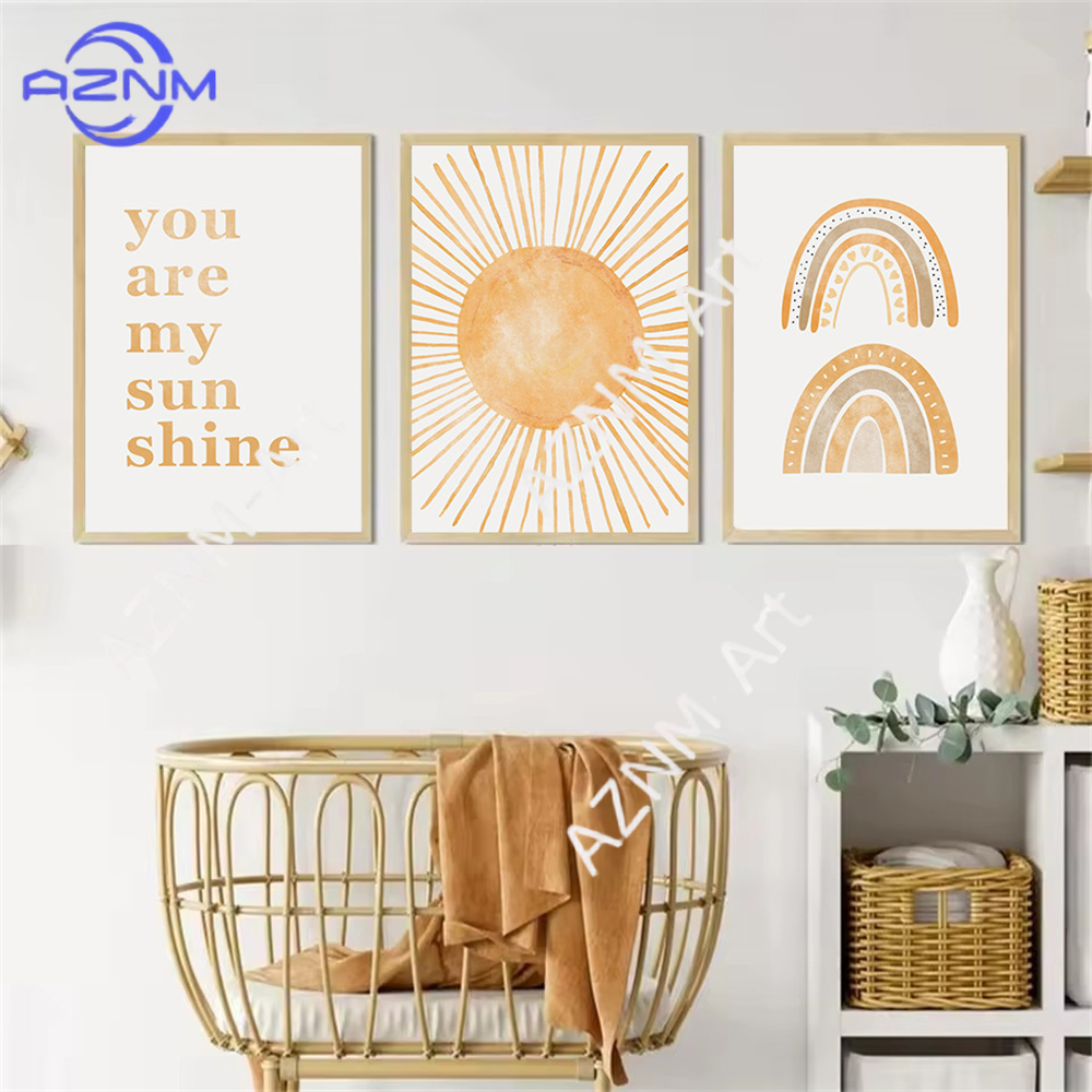 Boho Rainbow Sun Posters Abstr - Baby Nursery You Are My Sunshine のレビューと価格