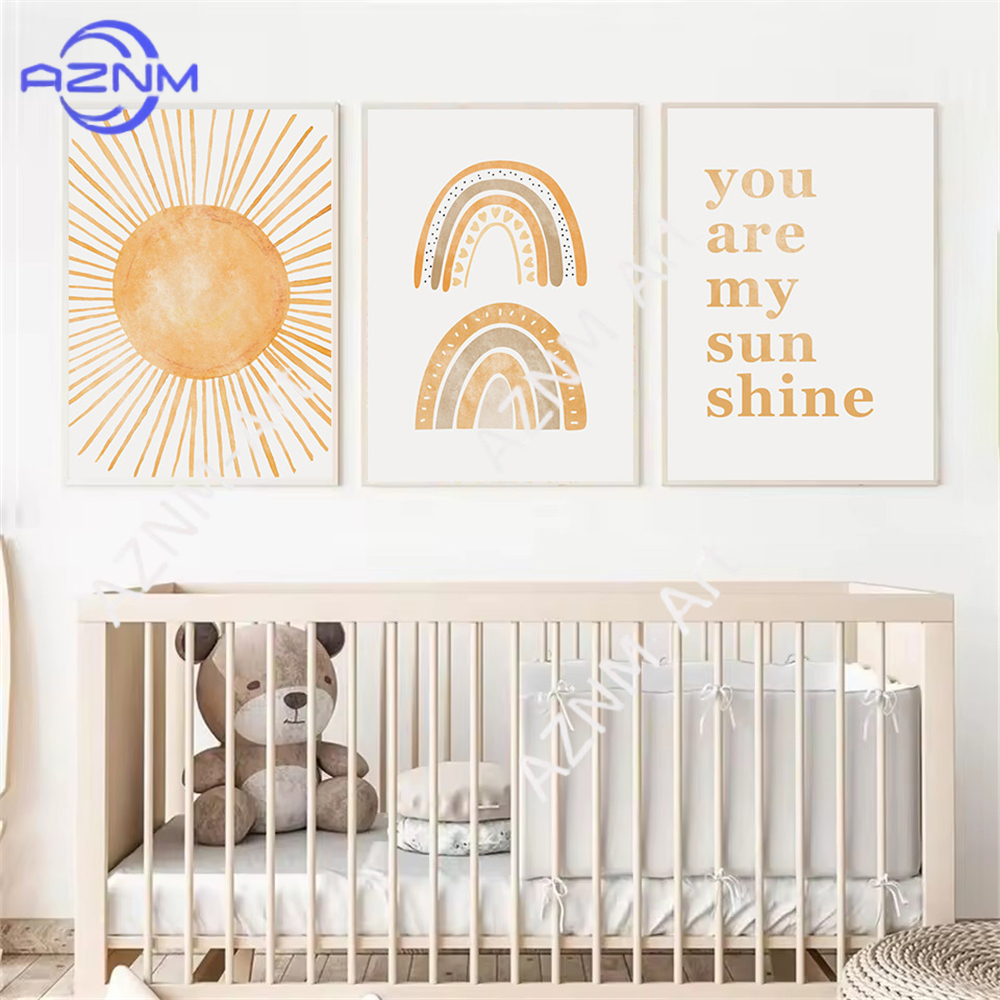 Boho Rainbow Sun Posters Abstr - Baby Nursery You Are My Sunshine のレビューと価格