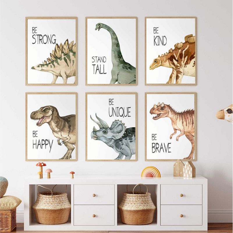 Watercolor Dinosaur Poster Nur - Baby Nursery Wall Art のレビューと価格