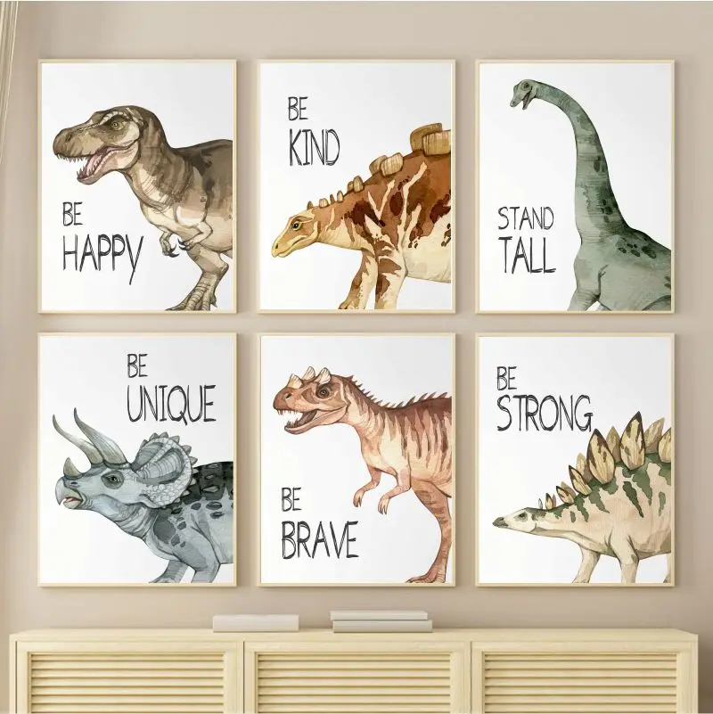 Watercolor Dinosaur Poster Nur - Baby Nursery Wall Art のレビューと価格