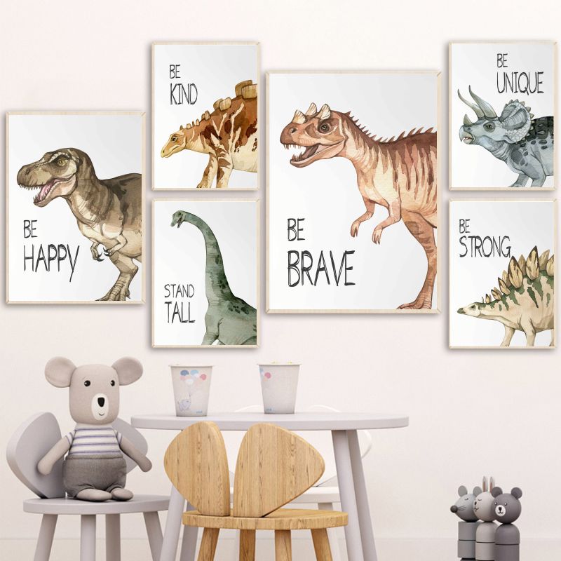 Watercolor Dinosaur Poster Nur - Baby Nursery Wall Art のレビューと価格