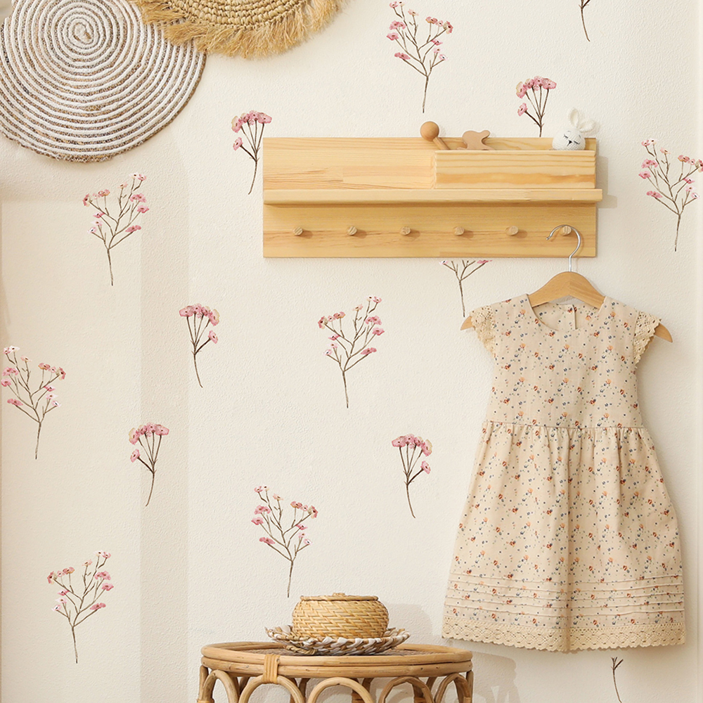 Pink  Watercolor Flower Wall S - Baby Nursery Design のレビューと価格