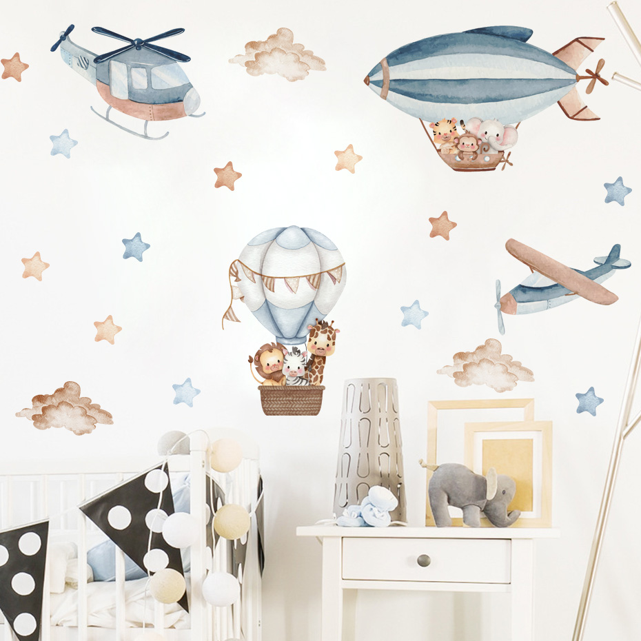 Watercolor Animals Hot Air Bal - Baby Nursery Design のレビューと価格