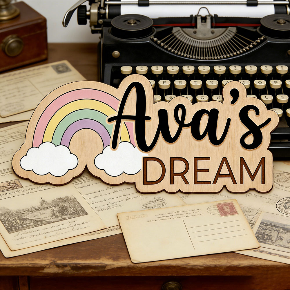 Custom Name Dreamy Rainbow Woo - Baby Nursery Hangers のレビューと価格