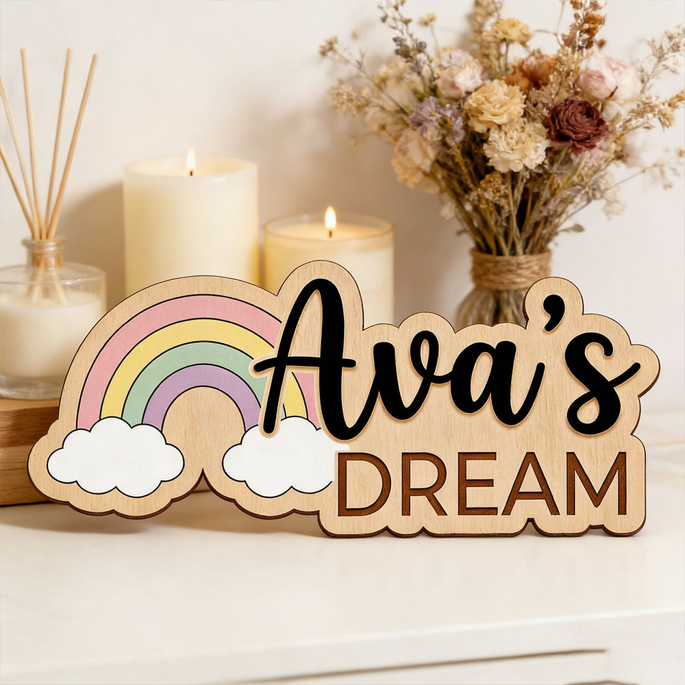 Custom Name Dreamy Rainbow Woo - Baby Nursery Hangers のレビューと価格