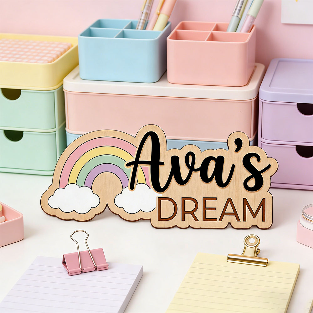 Custom Name Dreamy Rainbow Woo - Baby Nursery Hangers のレビューと価格