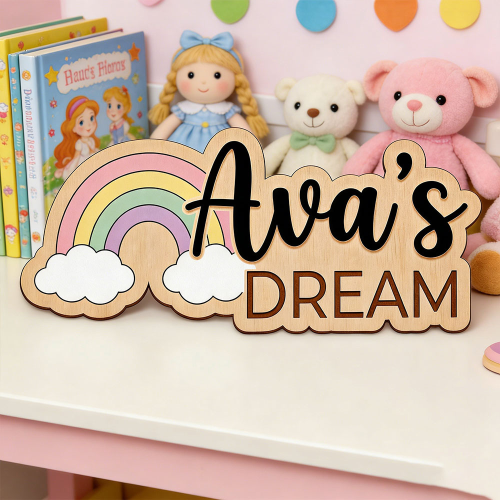 Custom Name Dreamy Rainbow Woo - Baby Nursery Hangers のレビューと価格