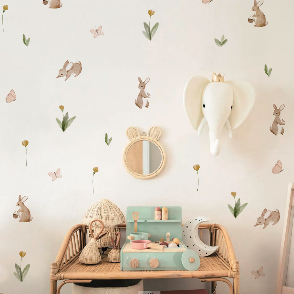 Summertime Watercolor  Cute Bu - Baby Nursery Stickers のレビューと価格