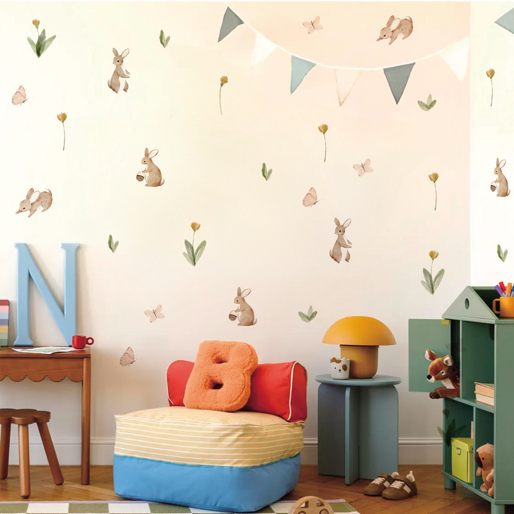 Summertime Watercolor  Cute Bu - Baby Nursery Stickers のレビューと価格