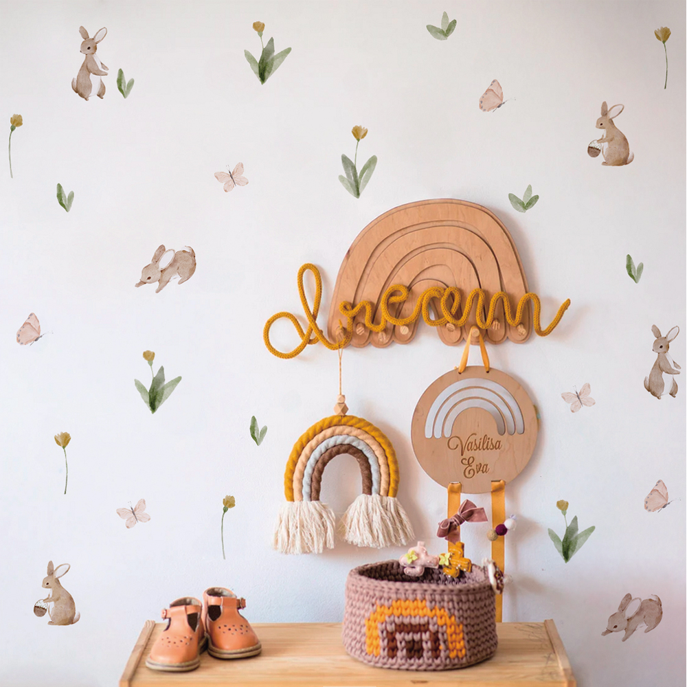 Summertime Watercolor  Cute Bu - Baby Nursery Stickers のレビューと価格