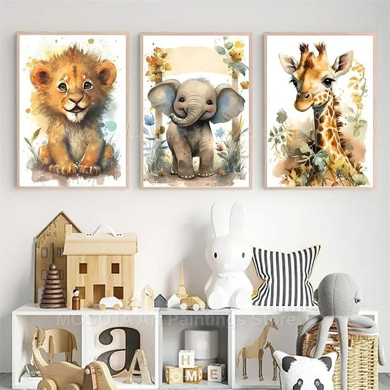 Watercolor Lion Giraffe Tiger  - Baby Nursery Design のレビューと価格