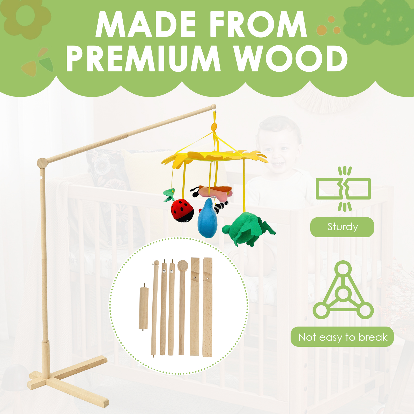 Wood Floor Standing Crib Mobil - Baby Nursery Crib のレビューと価格