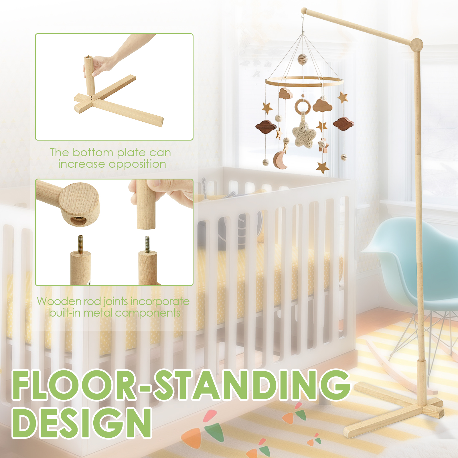 Wood Floor Standing Crib Mobil - Baby Nursery Crib のレビューと価格