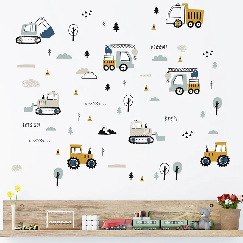 Hand Drawn Cute Cars Cargo Tru - Baby Nursery Design のレビューと価格