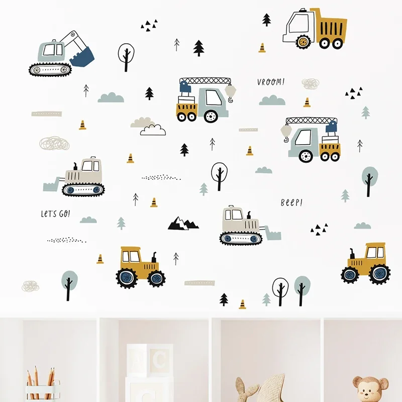 Hand Drawn Cute Cars Cargo Tru - Baby Nursery Design のレビューと価格