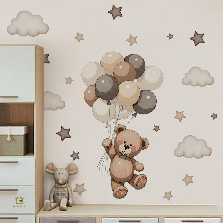 Adorable Teddy Bear Wall Decal - Baby Nursery Design のレビューと価格