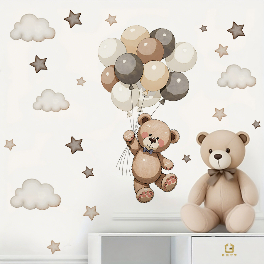 Adorable Teddy Bear Wall Decal - Baby Nursery Design のレビューと価格