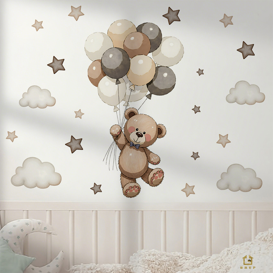 Adorable Teddy Bear Wall Decal - Baby Nursery Design のレビューと価格