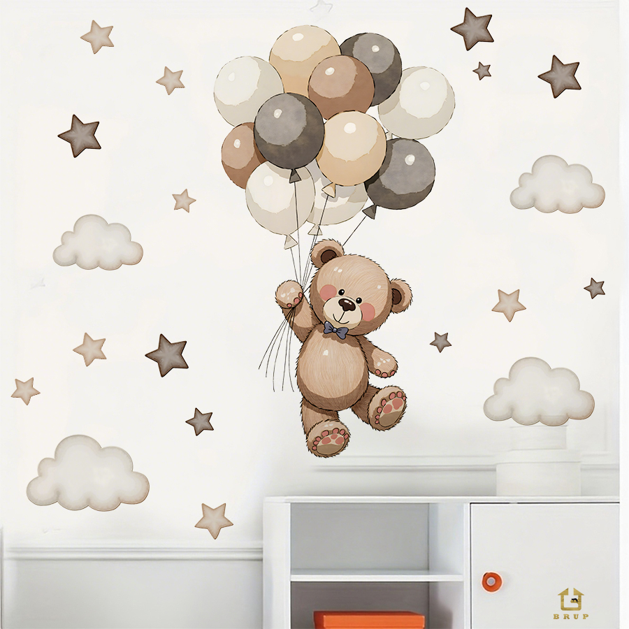 Adorable Teddy Bear Wall Decal - Baby Nursery Design のレビューと価格