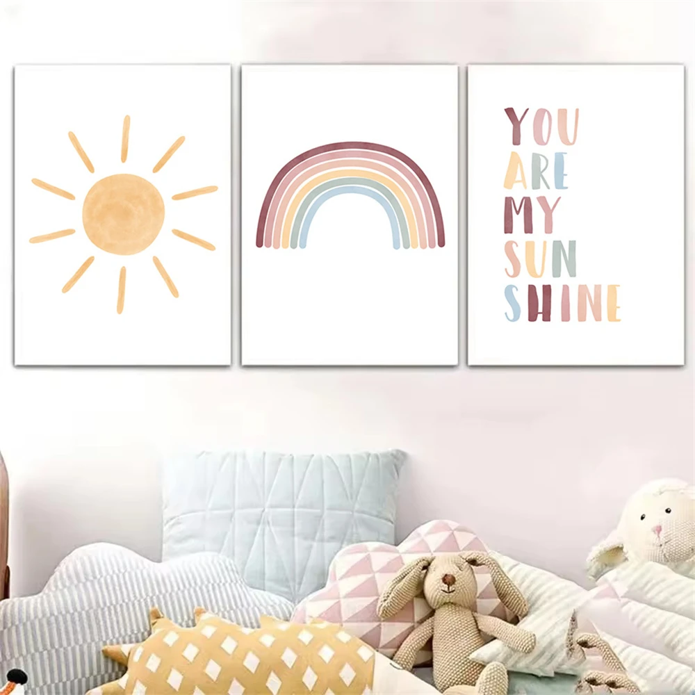 Sun Wall Art Poster Rainbow Ca - Baby Nursery You Are My Sunshine のレビューと価格