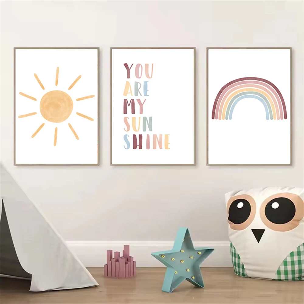 Sun Wall Art Poster Rainbow Ca - Baby Nursery You Are My Sunshine のレビューと価格
