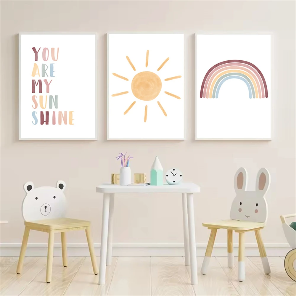 Sun Wall Art Poster Rainbow Ca - Baby Nursery You Are My Sunshine のレビューと価格