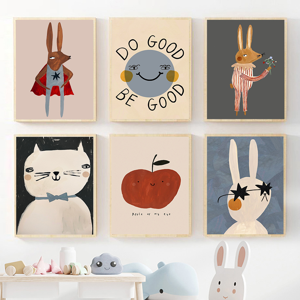 Funny Cartoon Rabbit Bear Anim - Baby Nursery Quotes Wall Art のレビューと価格