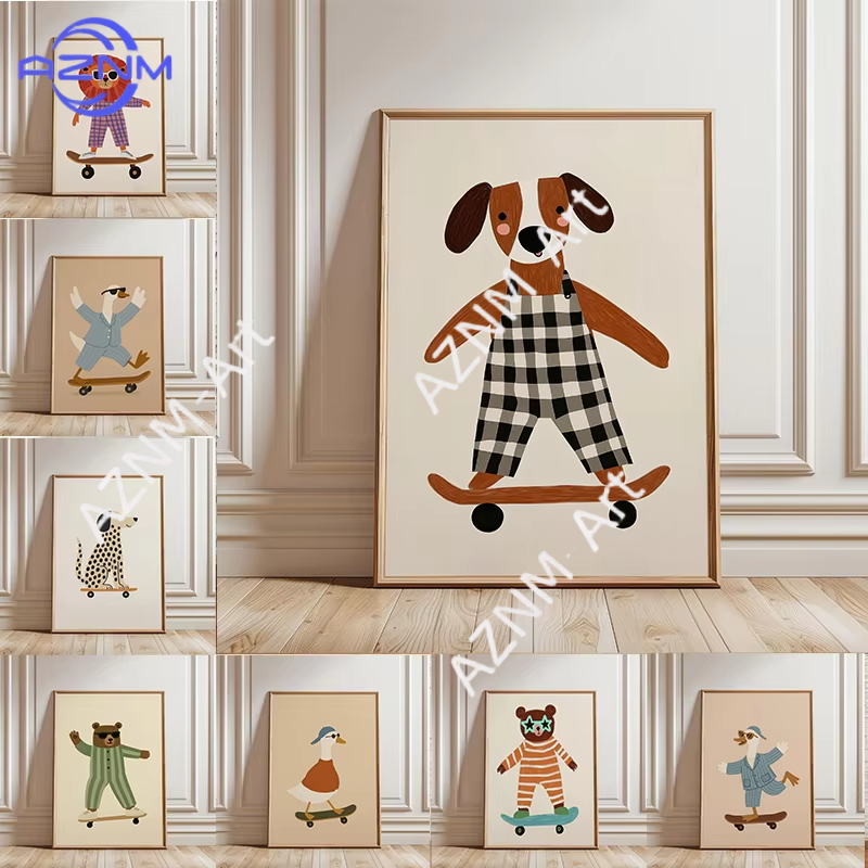 1PC Funny Animal Skateboarding - Baby Nursery Design のレビューと価格