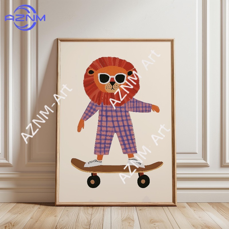 1PC Funny Animal Skateboarding - Baby Nursery Design のレビューと価格