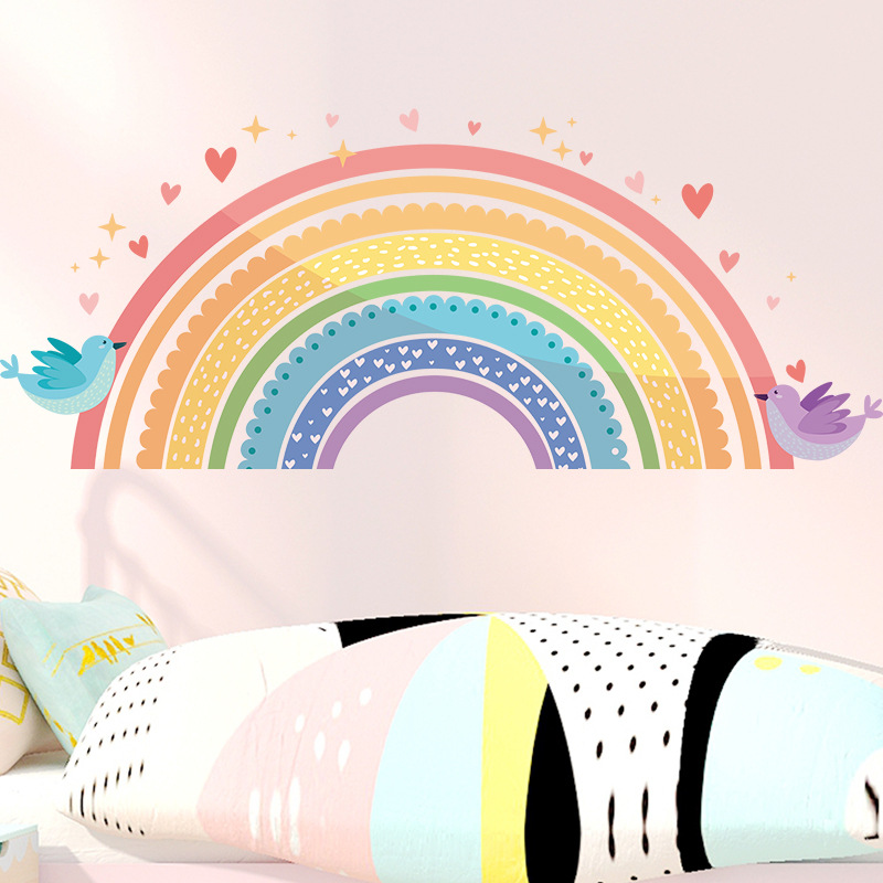 Colorful Rainbow Bird Love Wal - Baby Nursery Design のレビューと価格
