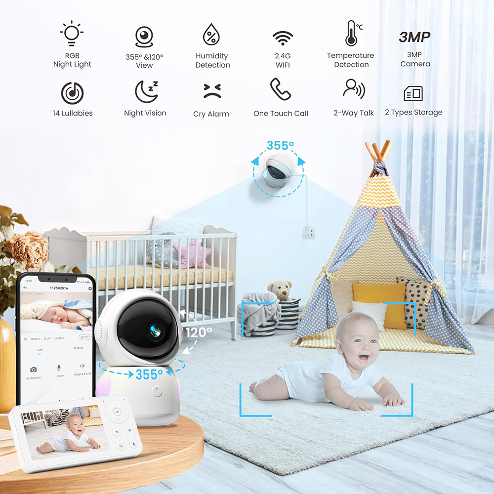 2K Baby Monitor with 2 Cameras - Baby Nursery Design のレビューと価格