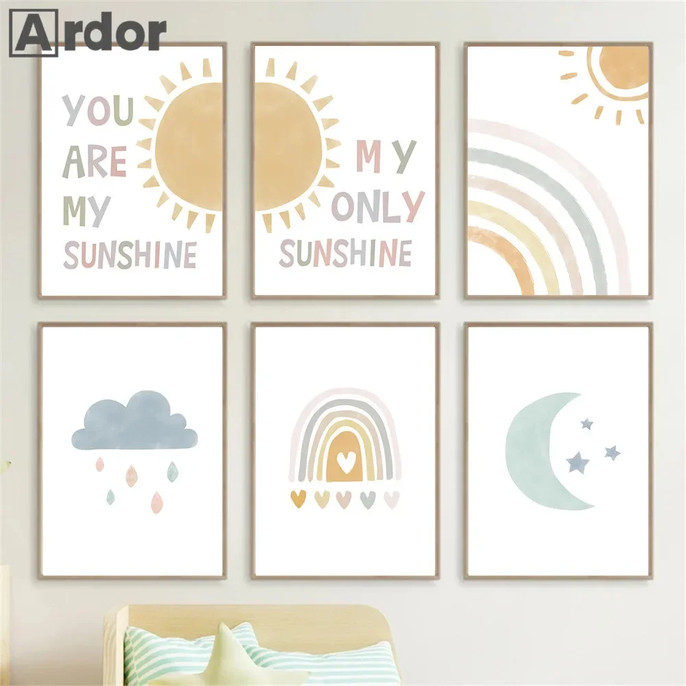 Cartoon Sun Moon Cloud Rainbow - Baby Nursery You Are My Sunshine のレビューと価格
