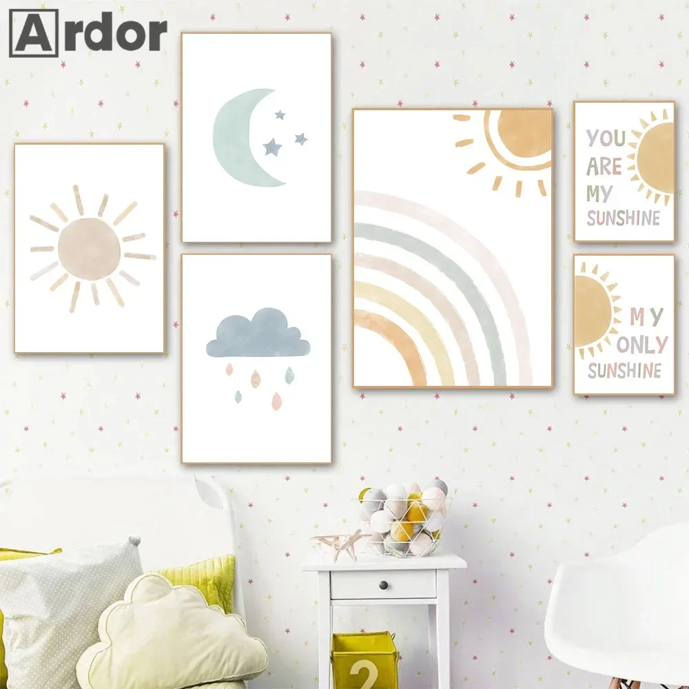 Cartoon Sun Moon Cloud Rainbow - Baby Nursery You Are My Sunshine のレビューと価格