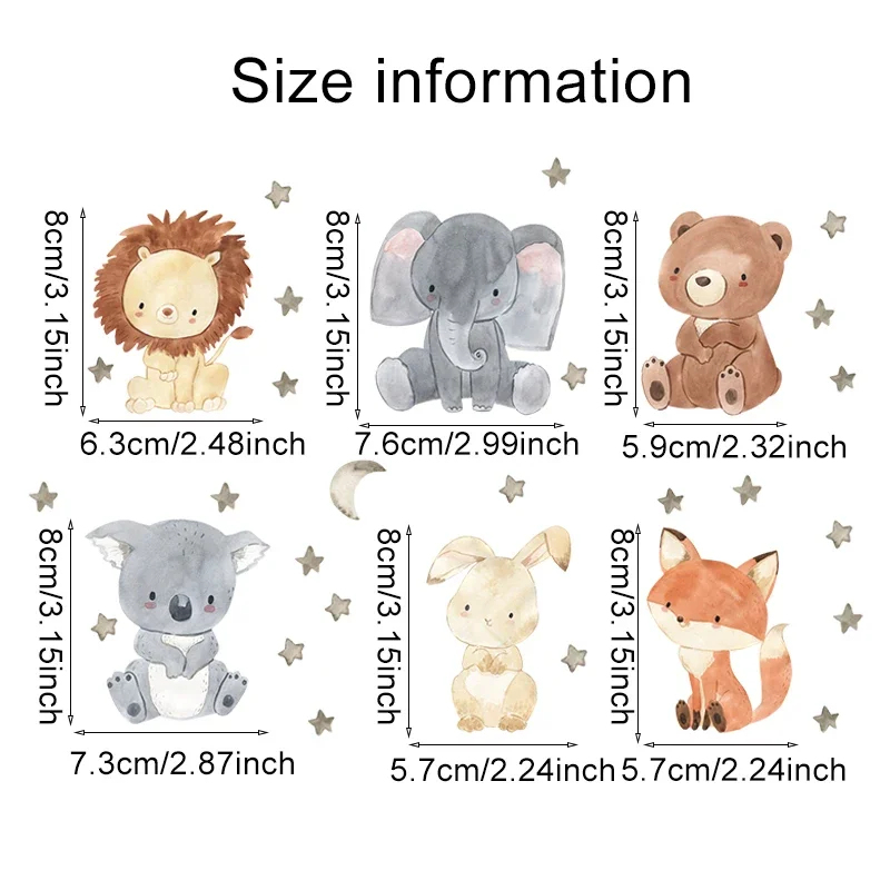 1/2/4/6set Cartoon Animals Wal - Baby Nursery Stickers のレビューと価格