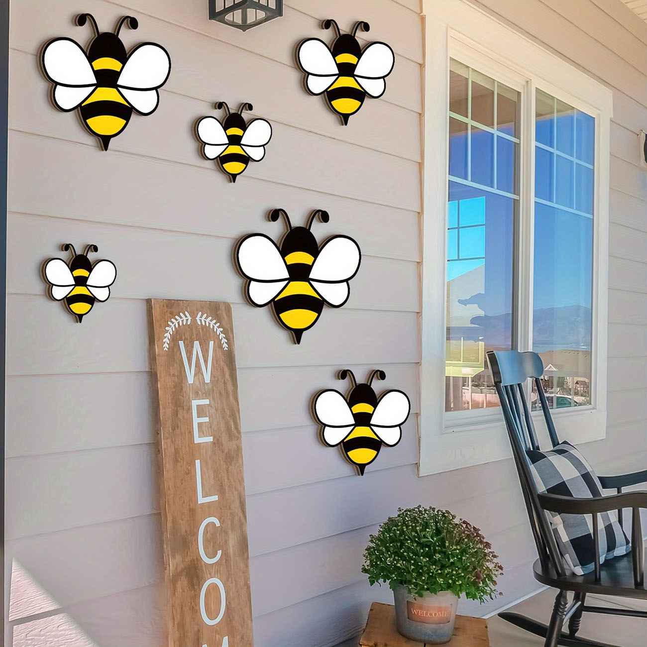 6Pcs Cute Bee Wooden Wall Stic - Baby Nursery Stickers のレビューと価格
