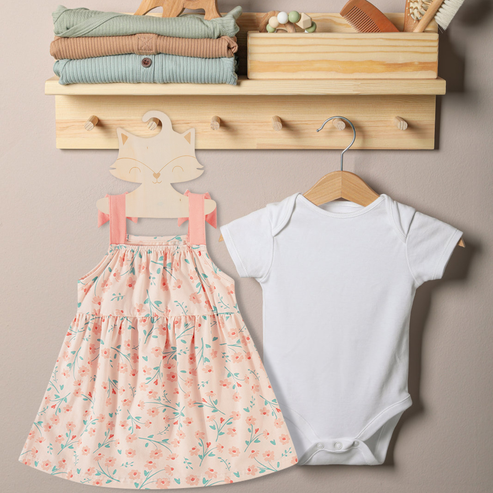 10Pcs Fox Theme Wooden Baby Ha - Baby Nursery Hangers のレビューと価格